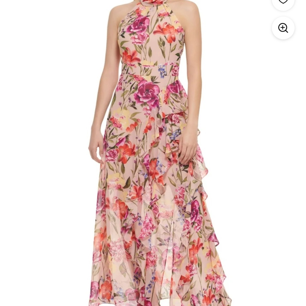 Eliza J Womens Pink Zippered Ruffled Dress